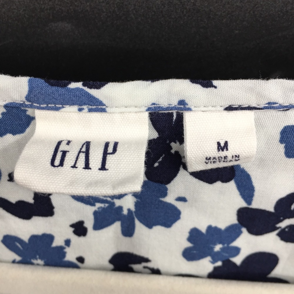 GAP black & blue floral prink tie front popover top preppy classic coastal M - Picture 7 of 14